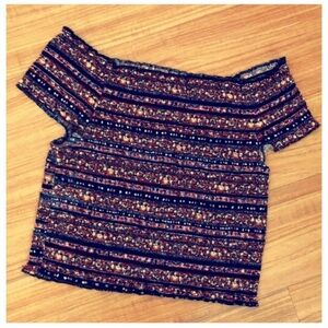 Off shoulder floral smocked top size M